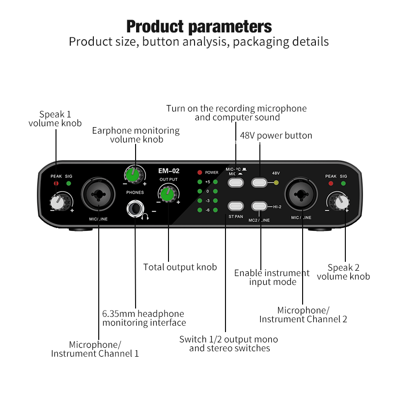 Shure Mic Sm58 - Interfaccia audio con microfono Preamplificatore 48V